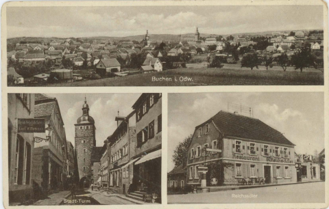 Postkarte von Buchen, um 1955