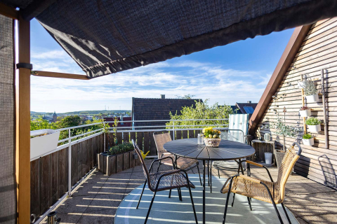 Der Balkon der Ferienwohnung Odenwald in 74722 Buchen (Odenwald). 