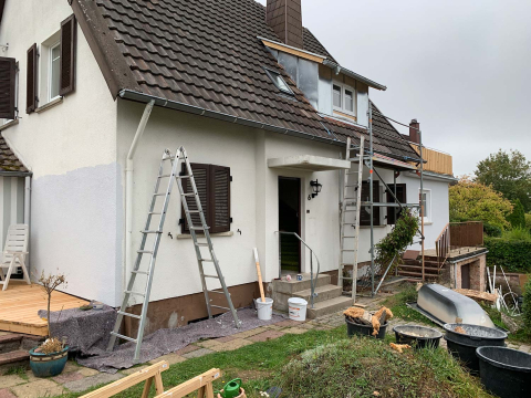Während der Sanierung von Paulas Ferienhaus in Buchen (Odenwald)