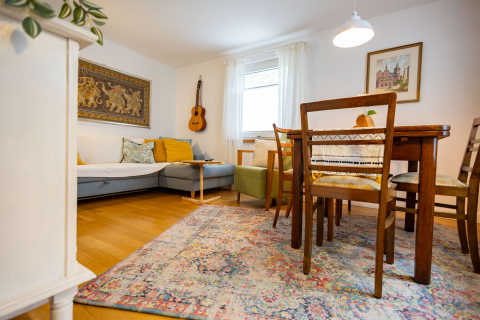 Das Wohnzimmer in der Ferienwohnung Bauland in Paulas Ferienhaus
