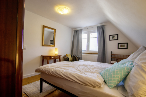 Blick in der Schlafzimmer in der Ferienwohnung Odenwald