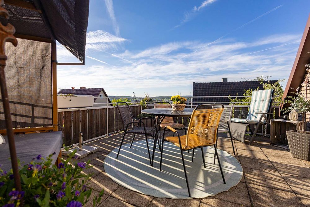 Der Balkon der Ferienwohnung Odenwald in 74722 Buchen (Odenwald). 